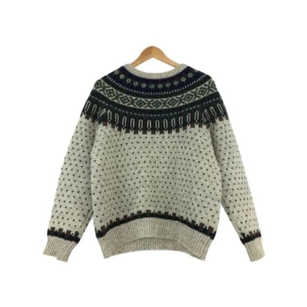 Woolrich Vintage Mens XL Fair Isle Wool Blend Sweater Oatmeal Nordic Chunky